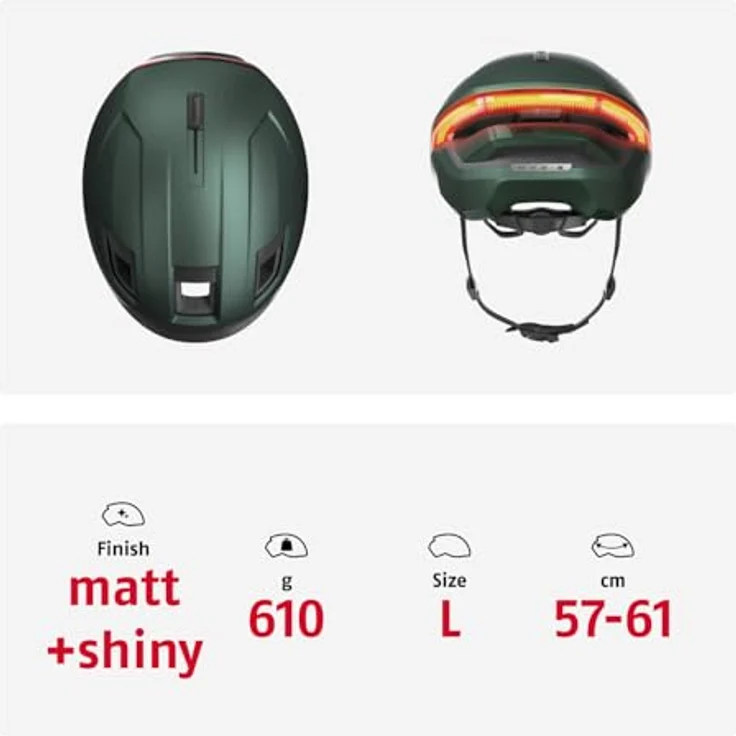 ABUS HYP-E Fahrradhelm, Helm mit Frontlicht, Rücklicht, Blinklicht und kabelloser Fernbedienung, geeignet für E-Bike und S-Pedelec, Größe L, Grün – Bild 5
