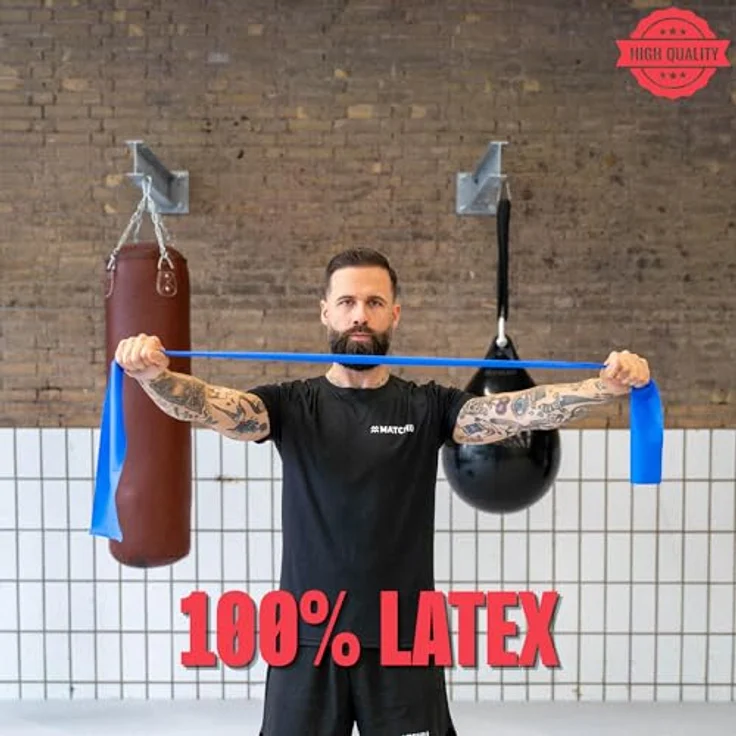 Matchu Sports Widerstandsbänder | 100% Latex, abschneidbar, 25M, blau (schwer, 6-7 KG) – Bild 5