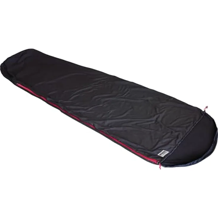 High Peak Mumienschlafsack, 220 cm, aus Fleece, leicht und kompakt, ideal für den Sommer, mit Auto-Lock-Reißverschluss und Packsack