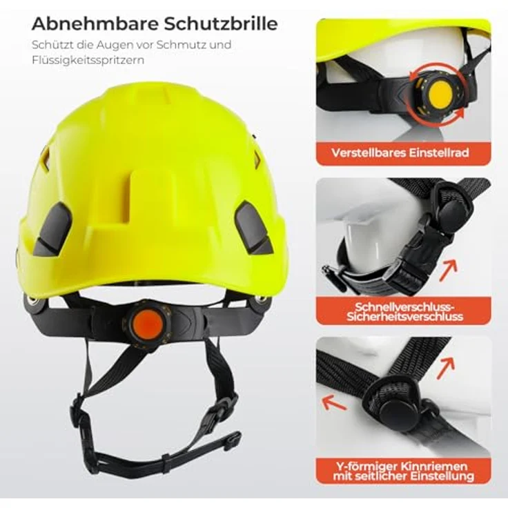Mustbau Kletterhelm HSE06S, mit gefütterten Schaumstoffpolstern, abnehmbaren Schweißband und optimaler Belüftung, für Bergsteigen, BAU und Gartenarbeit, Grün – Bild 4