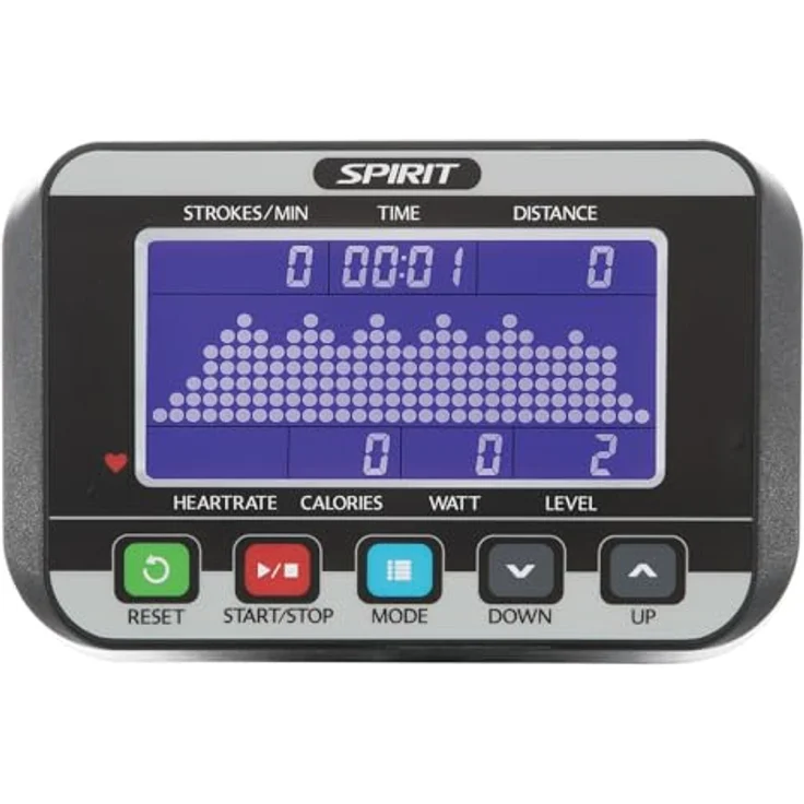 Spirit XRW600 Ruderergometer mit Luft-Magnetwiderstand (16 Stufen), klappbar & mit Rollen, LCD-Display mit 11 Programmen & Watt-Anzeige, bis 158kg belastbar, Rudergerät klappbar für Zuhause – Bild 4