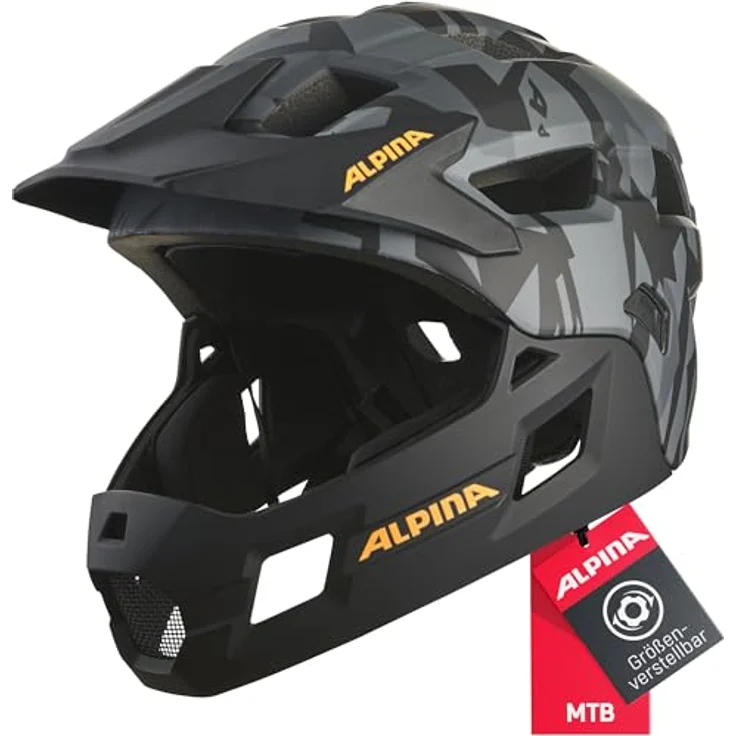 ALPINA SPORTS Velohelm Rupi, flexibler Helm mit abnehmbarem Kinnbügel, 15 Belüftungsöffnungen, Größe 50 - 55 cm – Bild 1