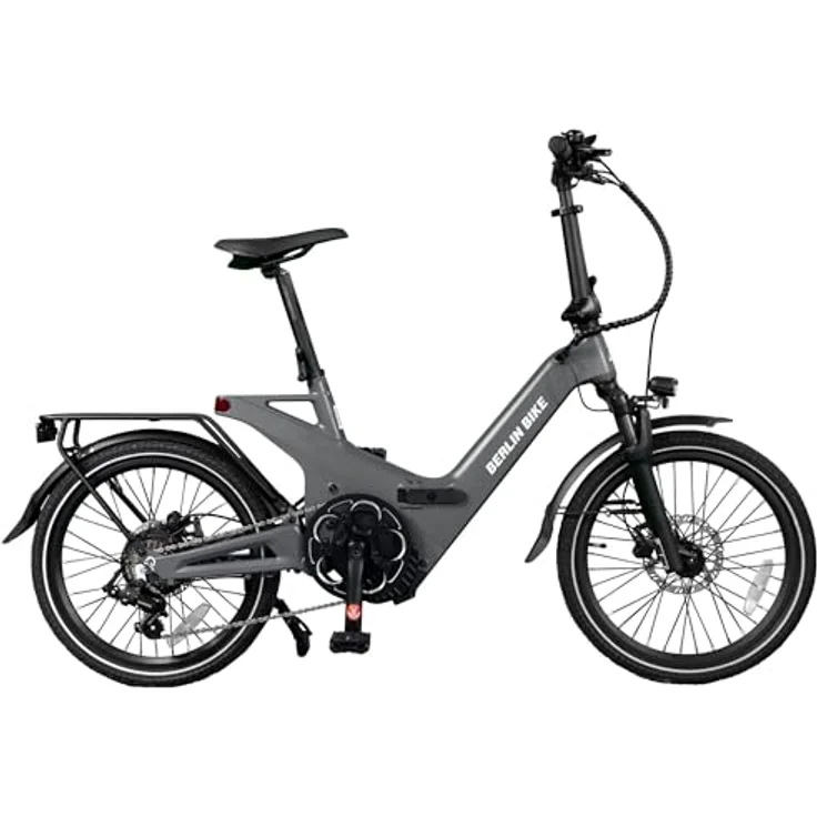 Berlin Bike E-Bike 2GO Matt Grau - Klappbares E-Bike mit 20x1,95” Kenda-Reifen, Shimano 7-Gang-Schaltung, Ca. 50 km Reichweite – Bild 2