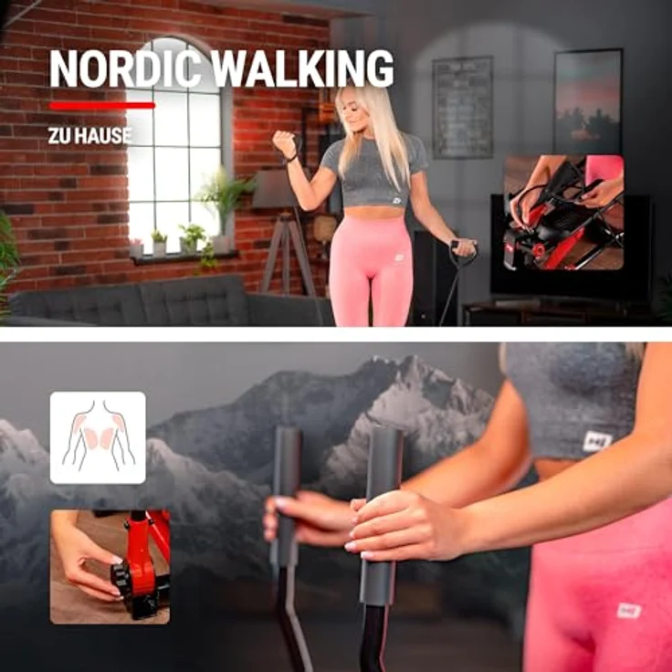 Hop-Sport Stepper HS-045S Slim, Swing Stepper mit LCD-Bildschirm, Stepper für Zuhause mit seitlichen Haltegriffen - platzsparend und stabil – Bild 3