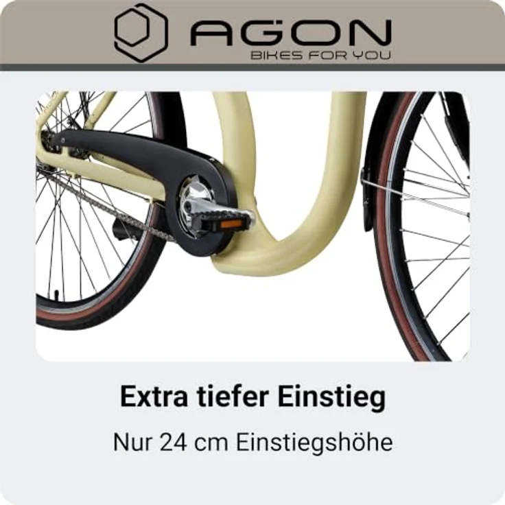 Agon Assist E-Bike City, Aluminium Tiefeinsteiger mit 250 W Motor, elfenbein, 28 Zoll, 374,4 Wh Akku, 5 Unterstützungsstufen – Bild 8