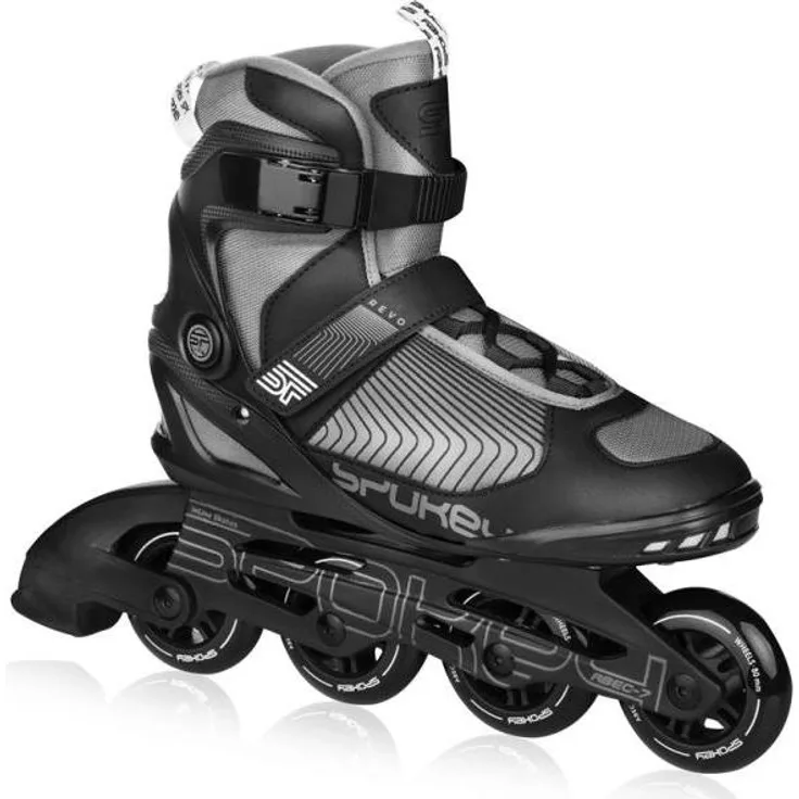 Spokey Inline Skates, größenverstellbar in Schwarz, 80 mm Rollen mit ABEC 7 Kugellager, für max. 100 kg