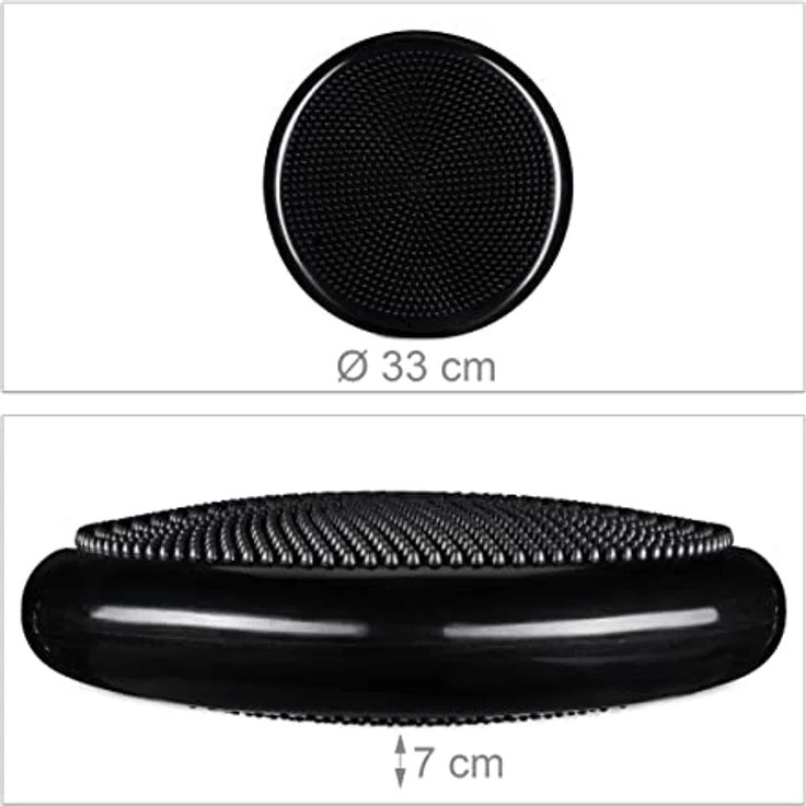 Relaxdays Balance Kissen, max. Gewicht 140 kg, Pad, Luftpumpe, Ballsitzkissen m. Noppen, Fitnesskissen, schwarz, 33 x 33 x 7 cm – Bild 4