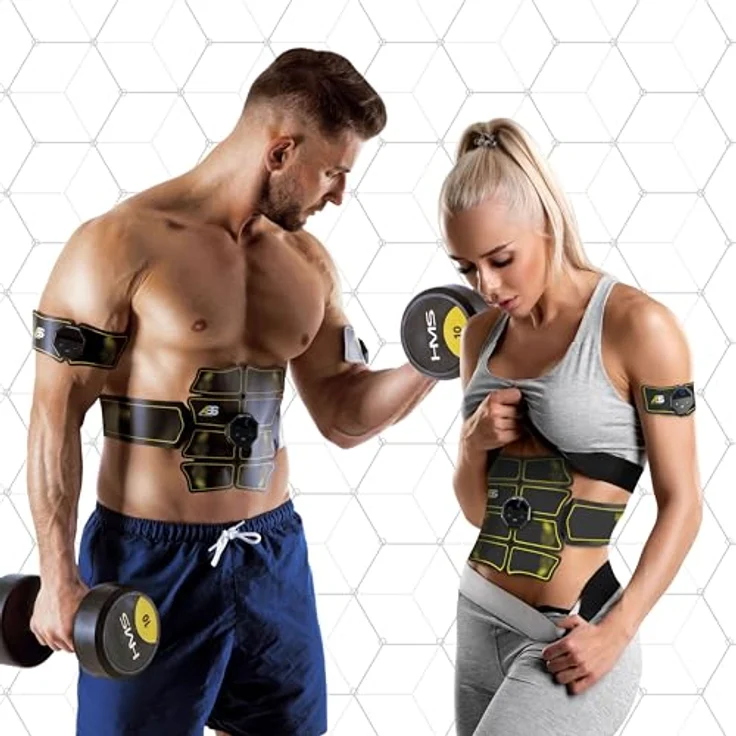 HMS ABS Master Pro Super, Bauchtrainer TENS-EMS-Gerät mit 10 Arbeitsmodi, 20 Intensitätsstufen, 3 unabhängigen Gurten für Ganzkörpertraining – Bild 4