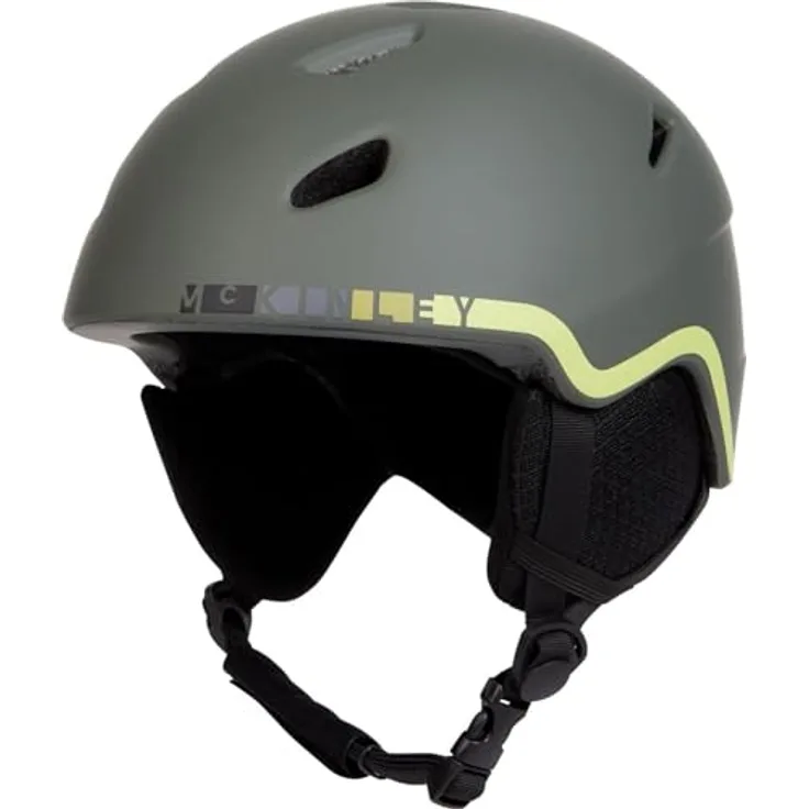 McKinley Kinder Pulse Hs-016 Skihelm, Olive/Green Lime, M mit INMOLD-Konstruktion, passiver Belüftung und abnehmbaren Ohrpolstern