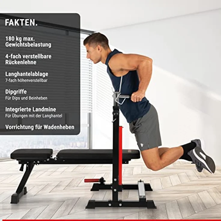 Hammer Trainingsbank Force 4.0 inkl. Rack, klappbare Multifunktionsbank für effektives Home Training, schwarz – Bild 3