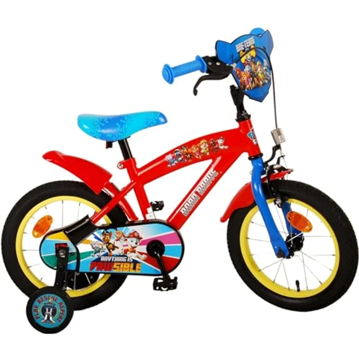 PAW PATROL Kinderfahrrad Jungen - Rot / Blau - 85% zusammengebaut, bis 60 kg, Rücktrittbremse, Lenkerhöhe einstellbar, Luftbereifung – Bild 3