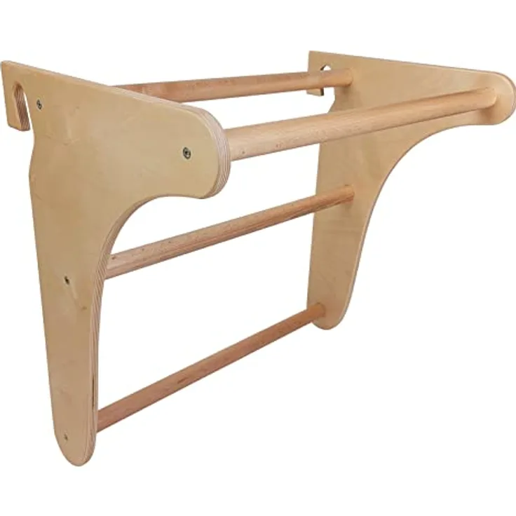 QLS Klimmzugstange aus Holz Reckstange Auflage Klimmzugbügel für Sprossenwand Fitness Gymnastik Korrekturübungen, Holz, maximale Belastung: 100 kg