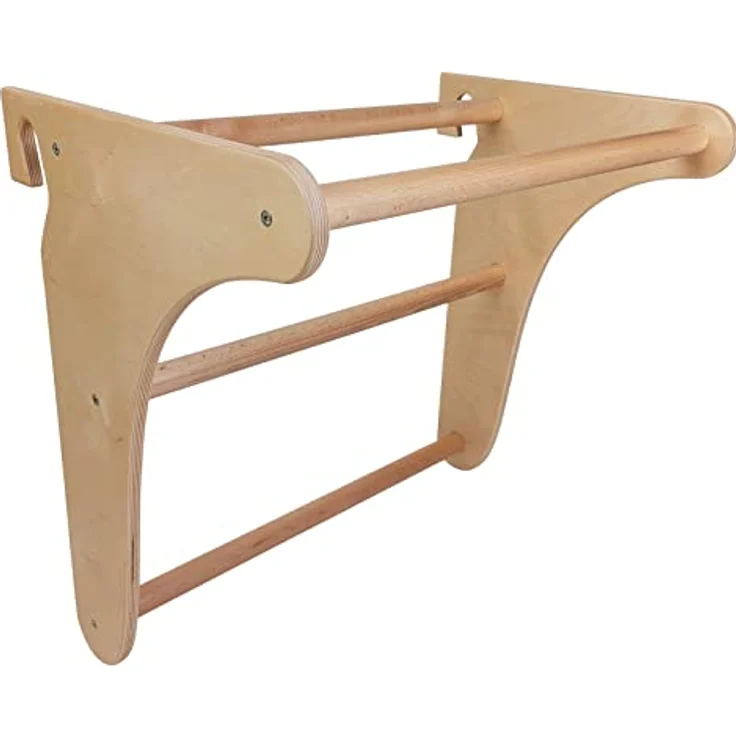 QLS Klimmzugstange aus Holz Reckstange Auflage Klimmzugbügel für Sprossenwand Fitness Gymnastik Korrekturübungen, Holz, maximale Belastung: 100 kg – Bild 1