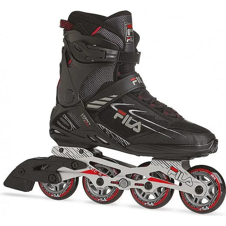 FILA Legacy Pro 80, Inline Skates für Herren, Schwarz/Rot, mit Aluminium-Plattenteller und 80 mm Rädern – Bild 1