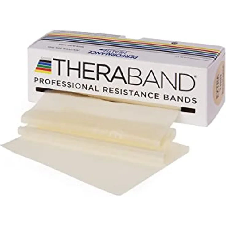 THERABAND Thera-Band Übungsband beige, extra dünn, 5.50 m für vielseitiges Widerstandstraining