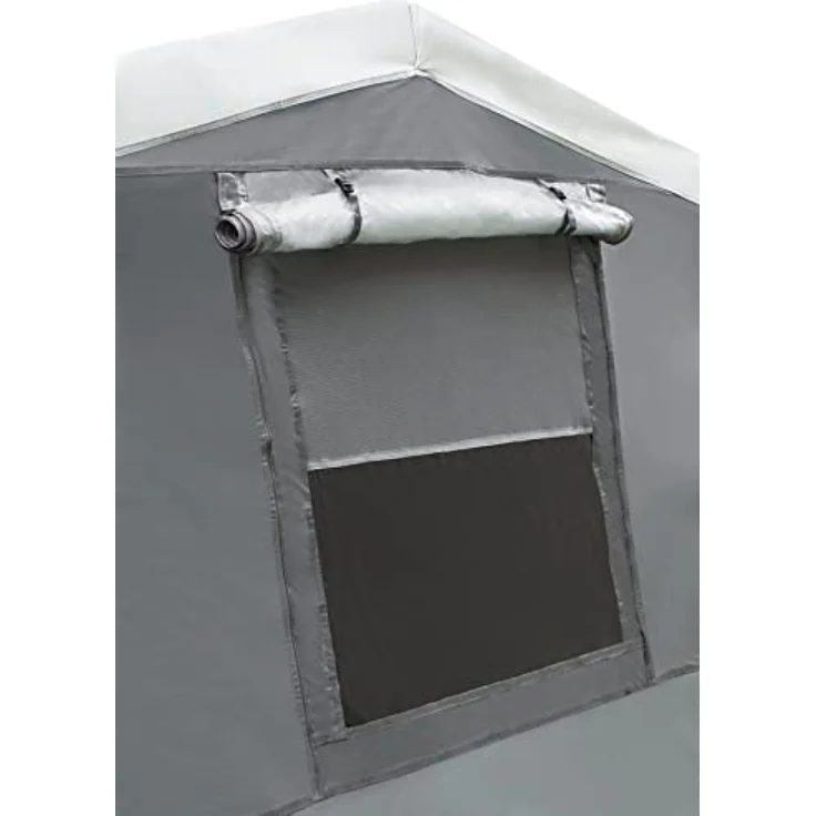 Eurotrail Seitenzelt aus waschbarem Polyester/PVC, 230 x 165 x 195 cm, dunkelgrau/grau, mit Belüftungsfenster und großer Eingangstür, 15.6 kg – Bild 4