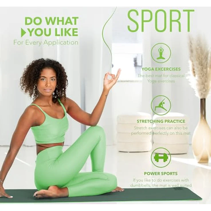 RE:SPORT Yogamatte mit Tragetasche | Gymnastikmatte rutschfest | Fitnessmatte schadstofffrei | Trainingsmatte mit Tragegurt Phthalatfrei 183 x 61 x 0,6 cm, blau – Bild 2