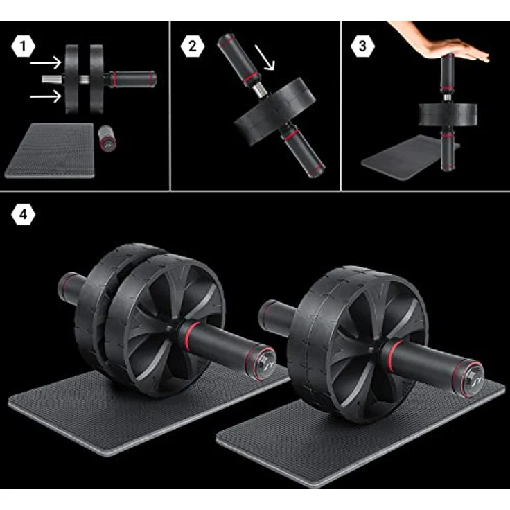 EliteAthlete Bauchroller Bauchmuskeltrainer - Bauchtrainer für Zuhause - Bauch Weg Abdominal Trainer - AB Wheel Roller inkl. gepolsterter Kniematte – Bild 5