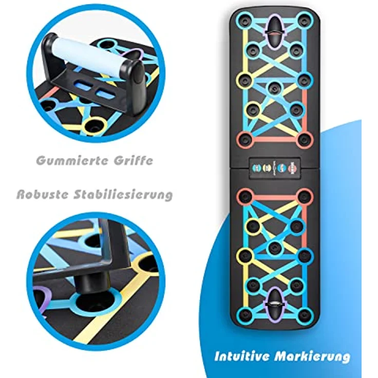 Body & Mind® Push-Up Liegestütz-Brett; Faltbares Multifunktions Elite Rack Fitness-Board für Ganzkörper-Training & Effektive Liegestützen; Liegestütz-Griffe mit Gratis Trainingsbänder & E-Book – Bild 3