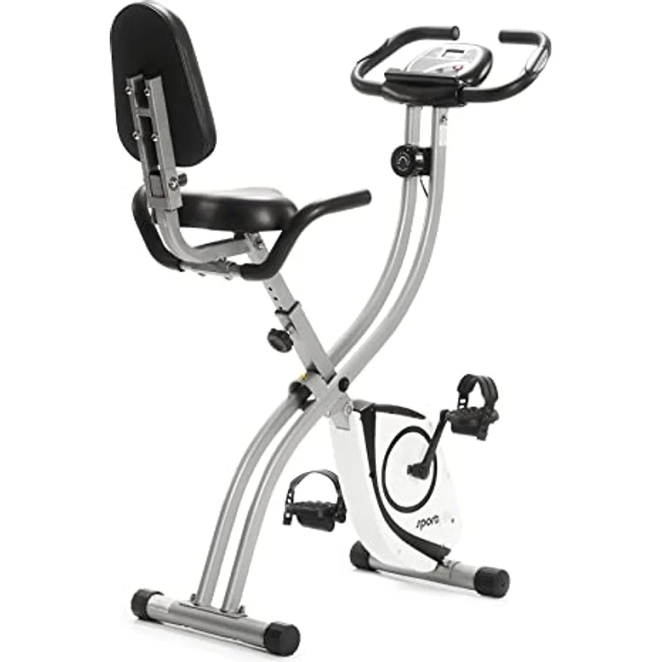 SportPlus Heimtrainer klappbar für zuhause, optional mit App Steuerung, Rückenlehne,Pulsmessung, manuelle oder computergesteuerte Widerstände, X Bike platzsparend faltbar – Bild 1