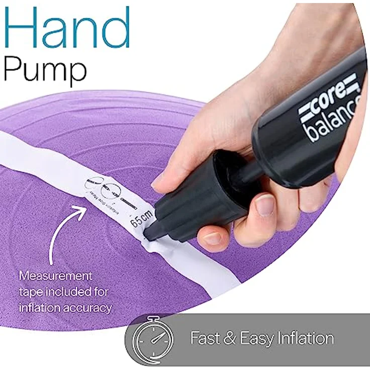 Core Balance, berstsicherer Gymnastikball - für Fitness Yoga Schwangerschaft - 55cm 65cm 75cm 85cm - inkl. Luftpumpe – Bild 3