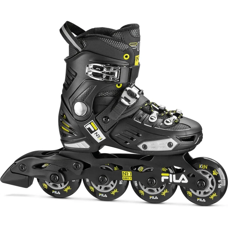 Fila NRK Junior, Kinder-Skates in Schwarz/Lime, Größenverstellbar L (36-39) mit Fersendämpfer und optimalem Komfort – Bild 1