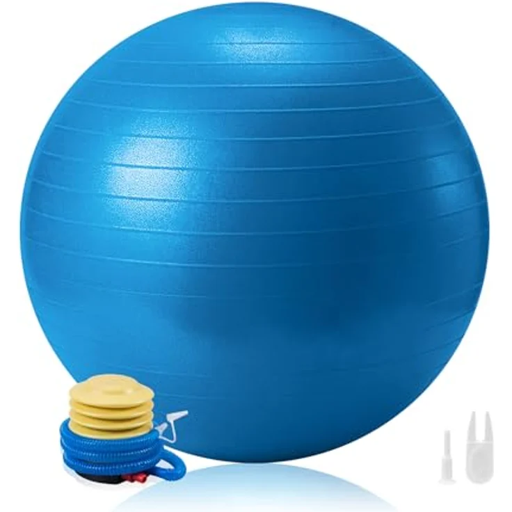 Penelife Gymnastikball 65cm Sitzball Büro Ergonomisch - Pezziball 65cm mit Pumpe - Fitnessball für Sport Stabilität und Schwangerschaft - Yoga Ball für einen gesunden Rücken - Pilates Ball Blau – Bild 1