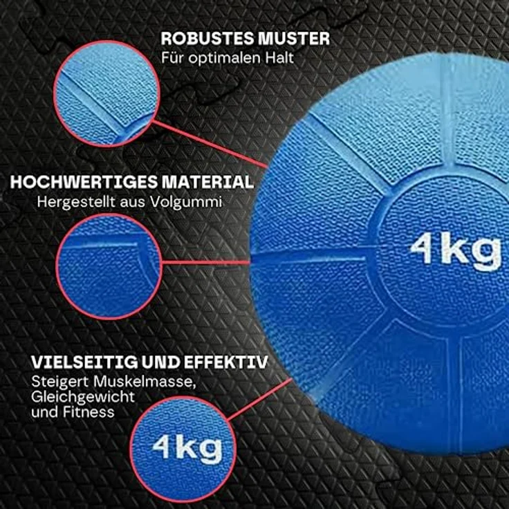 Matchu Sports | Medizinball | Medicine Ball | Vollgummi | Durchmesser 21 cm | 4KG | Blau – Bild 3
