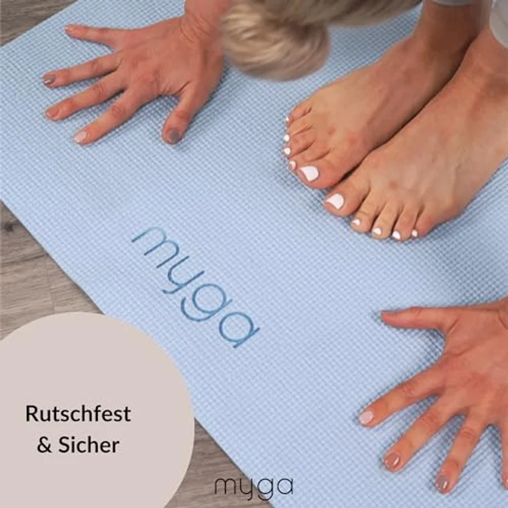 Myga Einsteiger-Yogamatte, rutschfest & leicht zu tragen, 4 mm Dicke, ideal für Yoga, Pilates & Meditation, 173 cm x 61 cm, himmelblau – Bild 3