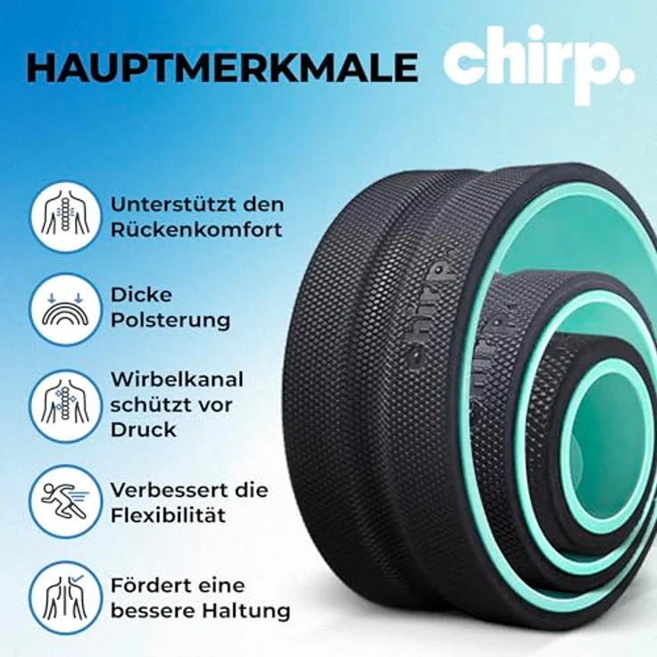 Chirp Chirp Wheel+ Rückenrolle Foam Roller Set 3er Pack, 4, 6 & 10 Zoll, ergonomisches Design für tiefe Muskulaturmassage und Regeneration – Bild 3