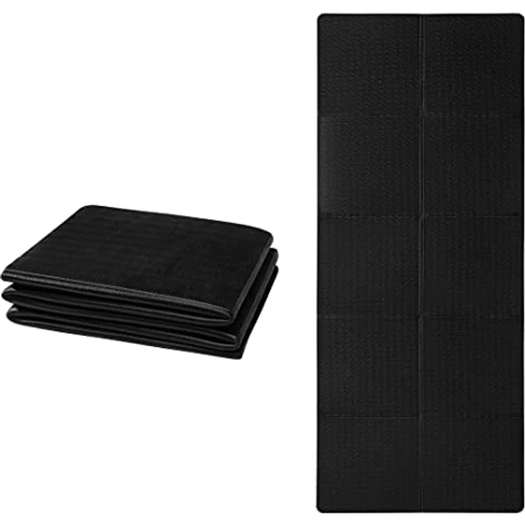 Good Nite Klappbare Yogamatte, rutschfest und tragbar aus TPE-Material, 183 x 61 x 0.6 cm, schwarz – Bild 1