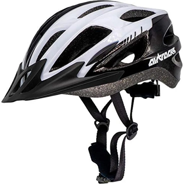Airtracks Fahrradhelm Master RD-10, schwarzes und weißes Design, In-Mould Technologie, Größe L/XL (58cm-62cm), für Herren und Damen, 273g leicht, 20 Belüftungsöffnungen
