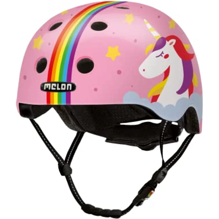 Melon Kinderhelm Phantasia, XXS-S (46-52 cm), rosa, mit Magnetverschluss und X-Fix Gurtsystem, 12 Lüftungsöffnungen, waschbare Polsterung – Bild 1