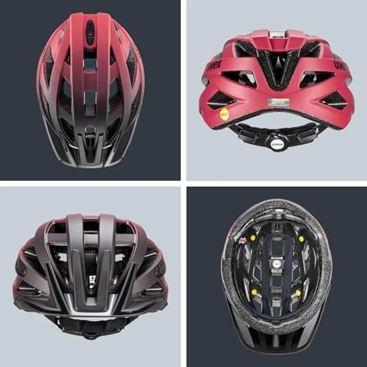Uvex Sports i-vo cc Mips, Velohelm für 56-60 cm, schwarz-rot, mit integrierter Sonnenblende und 24 Belüftungsöffnungen – Bild 4