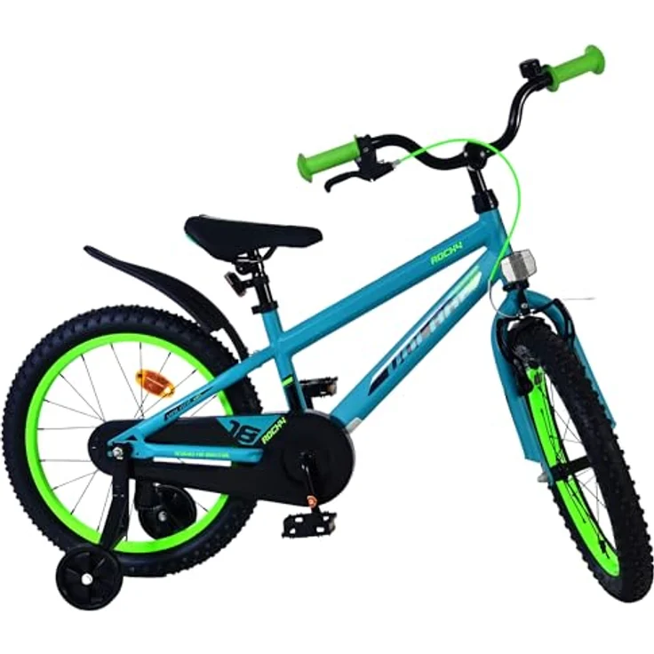 Volare Rocky 18 Zoll Kinderfahrrad für Jungen, Grün mit schwarz, geschlossener Kettenschutz, Handbremse und Rücktrittbremse – Bild 2