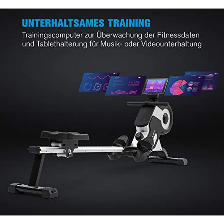 CAPITAL SPORTS Rudergerät, Rudermaschine mit 105cm Alu-Gleitbahn, 8-Stufigem Magnetwiderstand, Klappbar, Schwarz – Bild 4