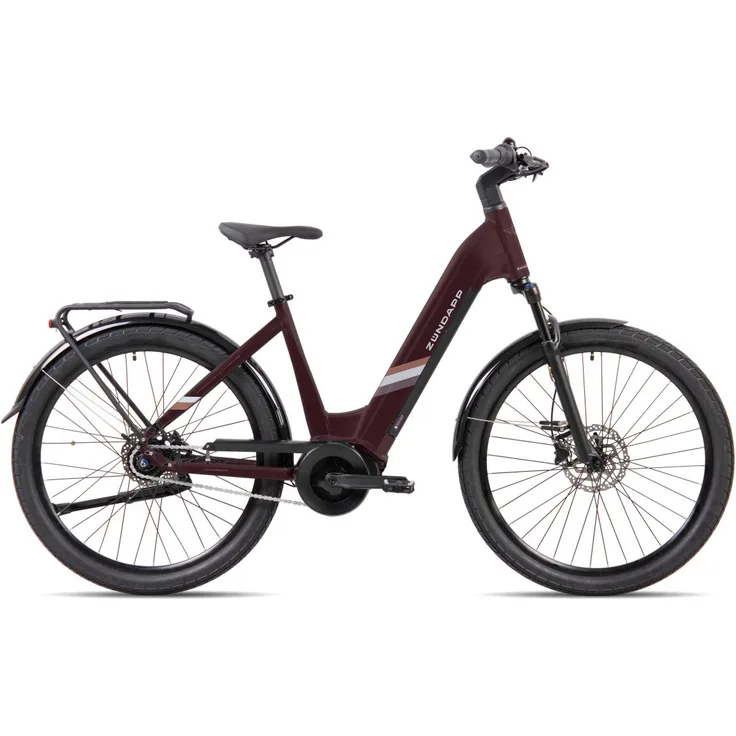 Zündapp E-Bike City X800, 27,5 Zoll E-Citybike mit 7-Gang Shimano Nexus, 550 Wh Akku, weinrot