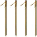 Relaxdays XXL Bodenanker 4er Set, Stahl galvanisiert, für harte Böden, Sturmsicherung, gold