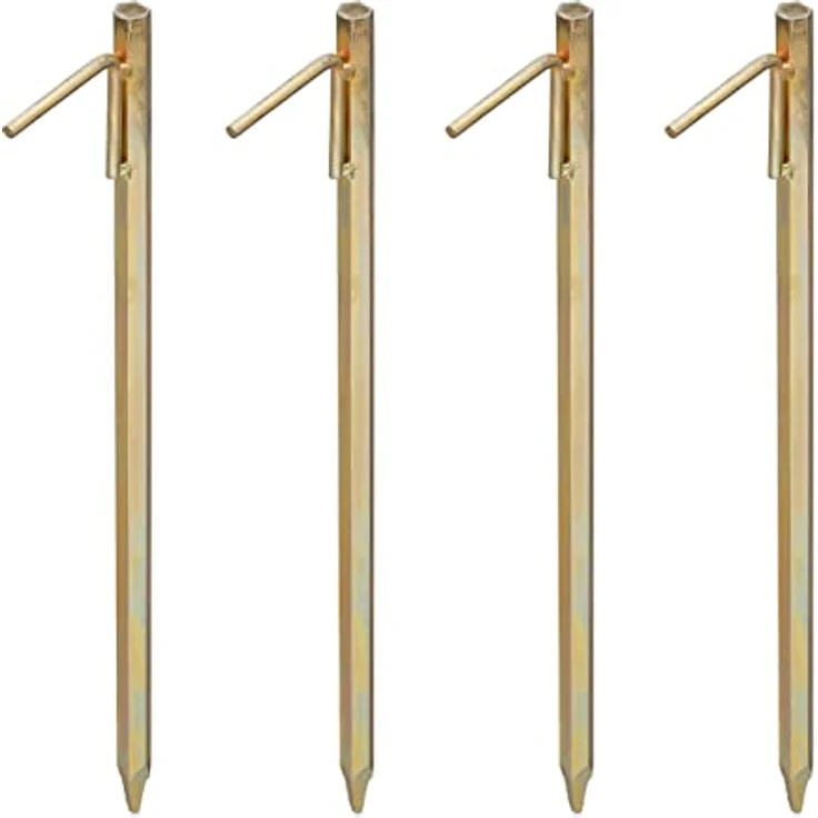 Relaxdays XXL Bodenanker 4er Set, Stahl galvanisiert, für harte Böden, Sturmsicherung, gold – Bild 1