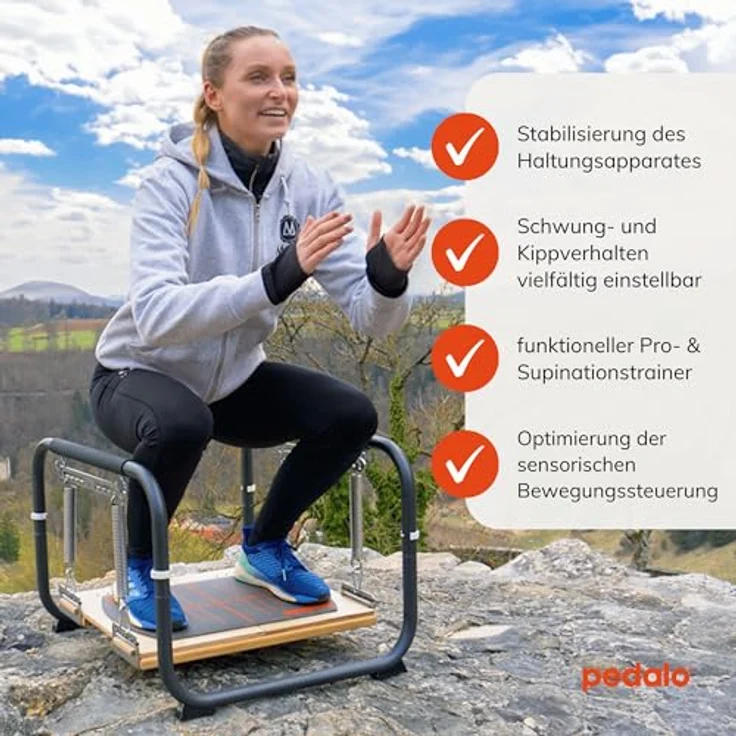 Pedalo Stabilisator Profi, Balance Trainer mit 2 separaten Standplattformen, belastbar bis 120 kg, Holz Birke Multiplex – Bild 2