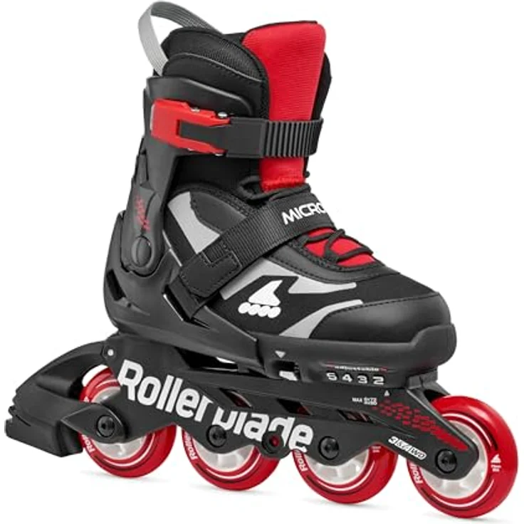 Rollerblade MICROBLADE, Inline-Skates für Jungen, verstellbar in 4 Größen, Schwarz/Rot, 28-32, für Stabilität und Komfort – Bild 1