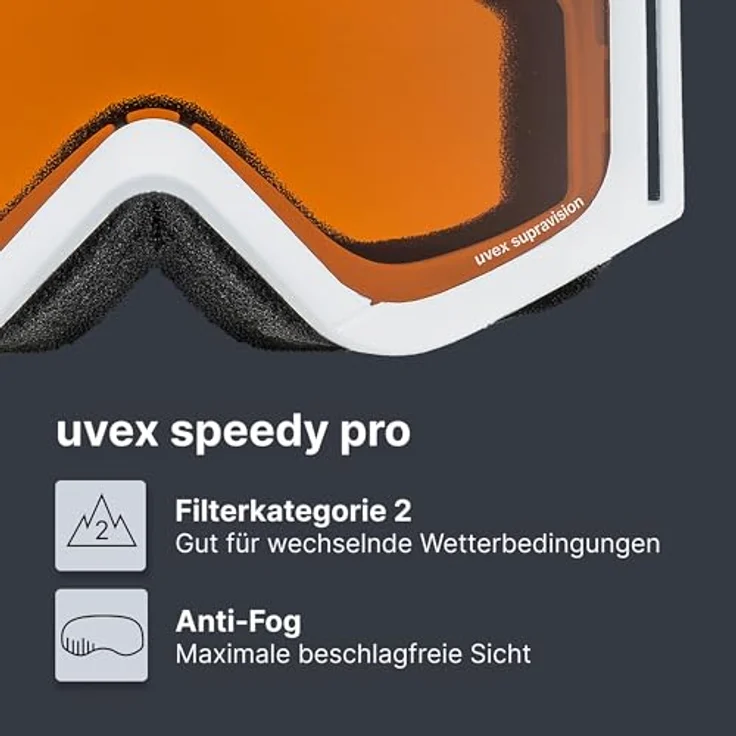 Uvex speedy pro - Skibrille für Kinder - kontrastverstärkend - vergrößertes, beschlagfreies Sichtfeld - weiß – Bild 2