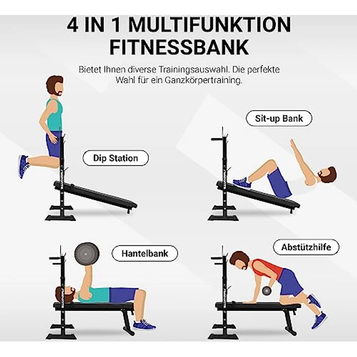 Hantelbank Professional Multifunktion klappbar für Langhantelstangen bis 200 kg Hantel Training – Bild 5