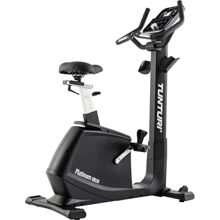 Tunturi Platinum UB20 Heimtrainer - Magnetbremse - Ergometer Fitnessbike - 48 Widerstandsstufen - Integrierte Herzfrequenzsensoren - Bequemer Einstieg - Anpassbar