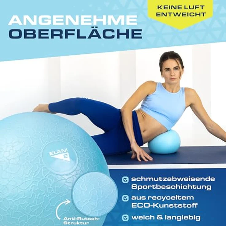 ELANI Pilates Ball - nachhaltig, rutschfest & extrem belastbar - als Beckenboden Ball oder Soft Pilates Ball einsetzbar | Gymnastikball klein - 25 cm – Bild 3