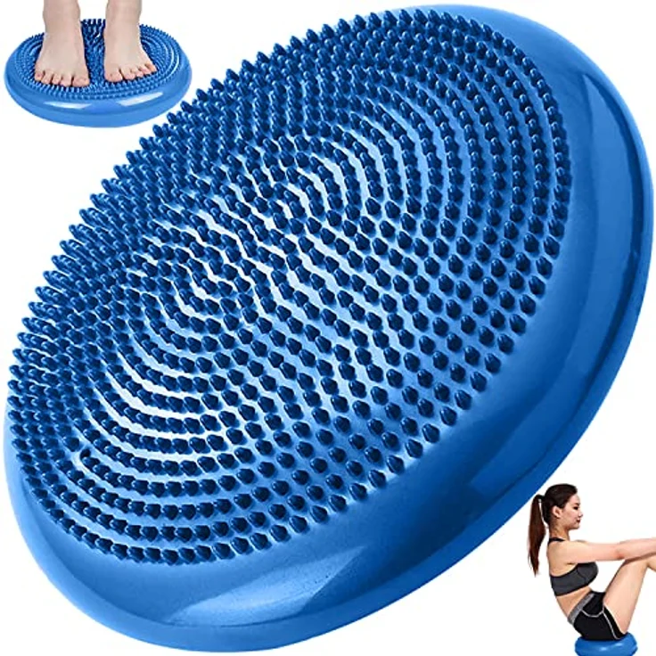Retoo Ballsitzkissen mit Durchmesser, Balancekissen, Orthopädisches Sitzballkissen, Luftkissen, Pad, Sitzkissen, Bürostuhl , Balance Kissen für Core, Yoga (Blau, 34cm) – Bild 1