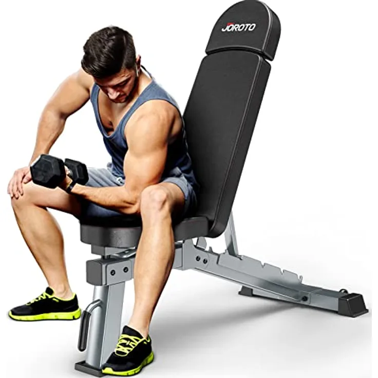 JOROTO Premium Hantelbank | Praktische Fitnessbank, geeignet als Schrägbank & Flachbank Bankdrücken Bank für Ganzkörpertraining | MD80, Folding Flach Einstellbar Bauch, Folding Flach Einstellbar Bauch