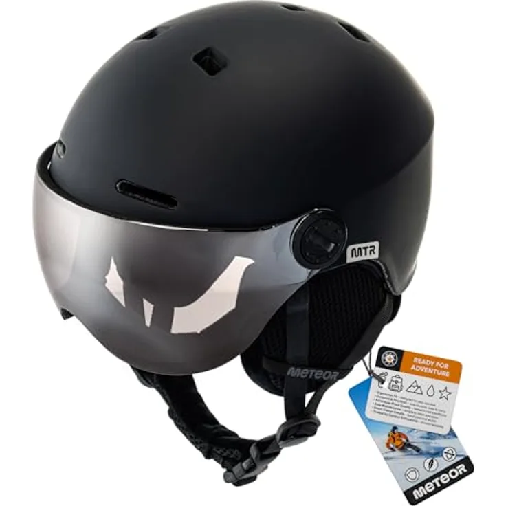 meteor Skihelm Kinder Snowboard Helm für Mädchen und Jungen, verstellbar mit ABS-Schale, atmungsaktive Ohrenschützer und integrierte Windschutzscheibe