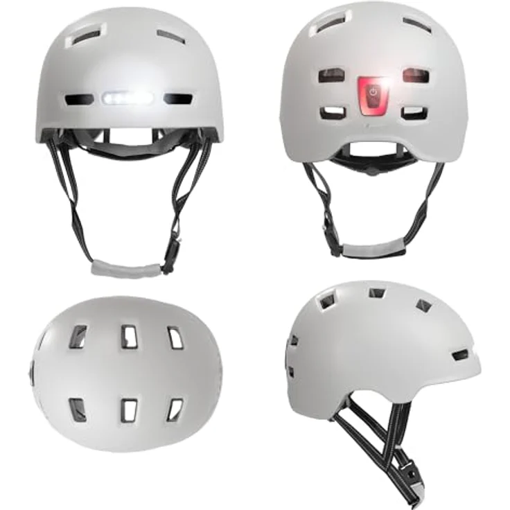 Crazy Safety Velohelm Matt White, Fahrrad- und Skaterhelm für Kopfgrößen 57-61 cm mit reflektierenden Riemen und leichtem Design – Bild 5