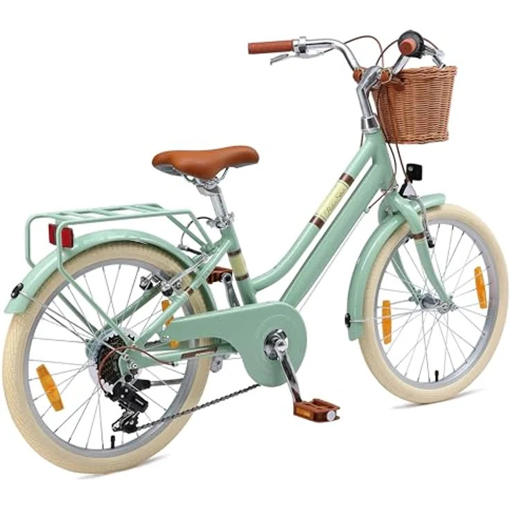 BIKESTAR Alu Kinderfahrrad 20 Zoll City Retro Bike, für 6-7 Jahre, 7 Gänge, V-Bremse, Korb, Mint, leicht und stabil – Bild 3